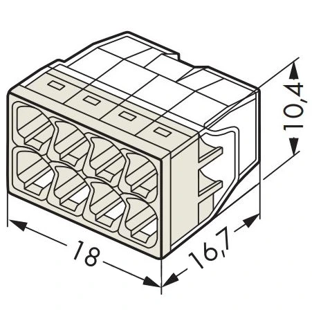 Wago COMPACT 2273-208 8 -дротова 0.5-2.5мм2 Клема - Зображення 3