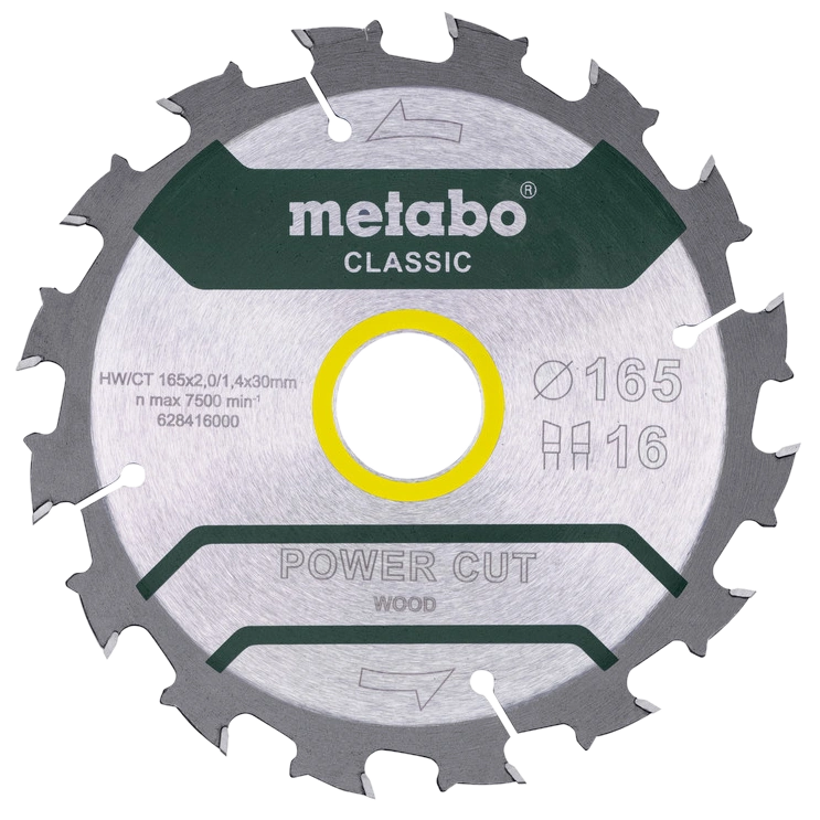 Metabo "power cut wood - professional" (628416000) Пильний диск 165x30, Z16 WZ 5° /B