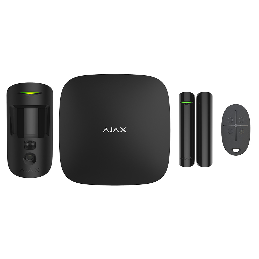 Комплект охоронної сигналізації Ajax HDR StarterKit Cam, hub 2, motioncam HDR, doorprotect, spacecontrol, jeweller, бездротовий, чорний