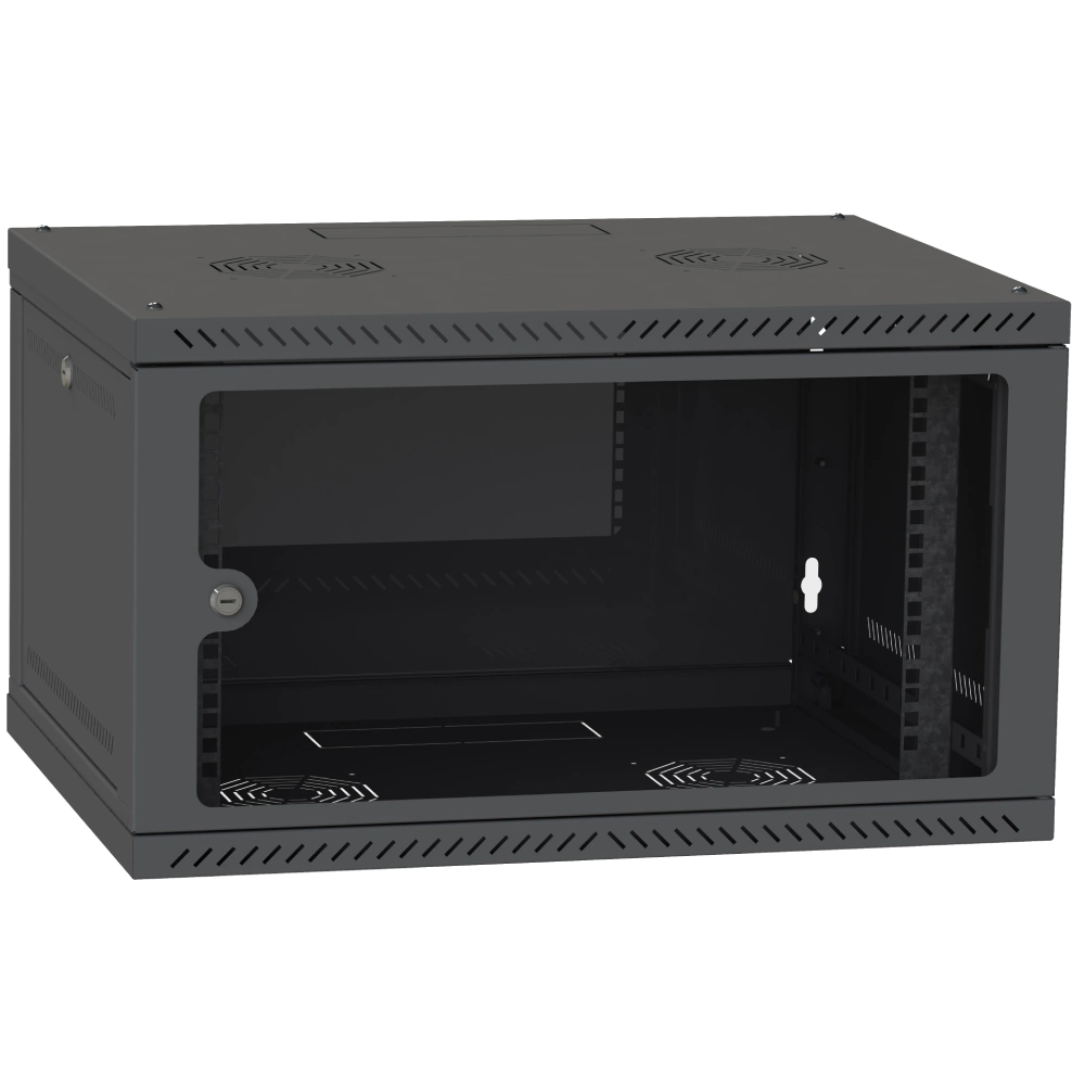 IPCOM 4U 600x450 Шафа телекомунікаційна двері скло (чорна)
