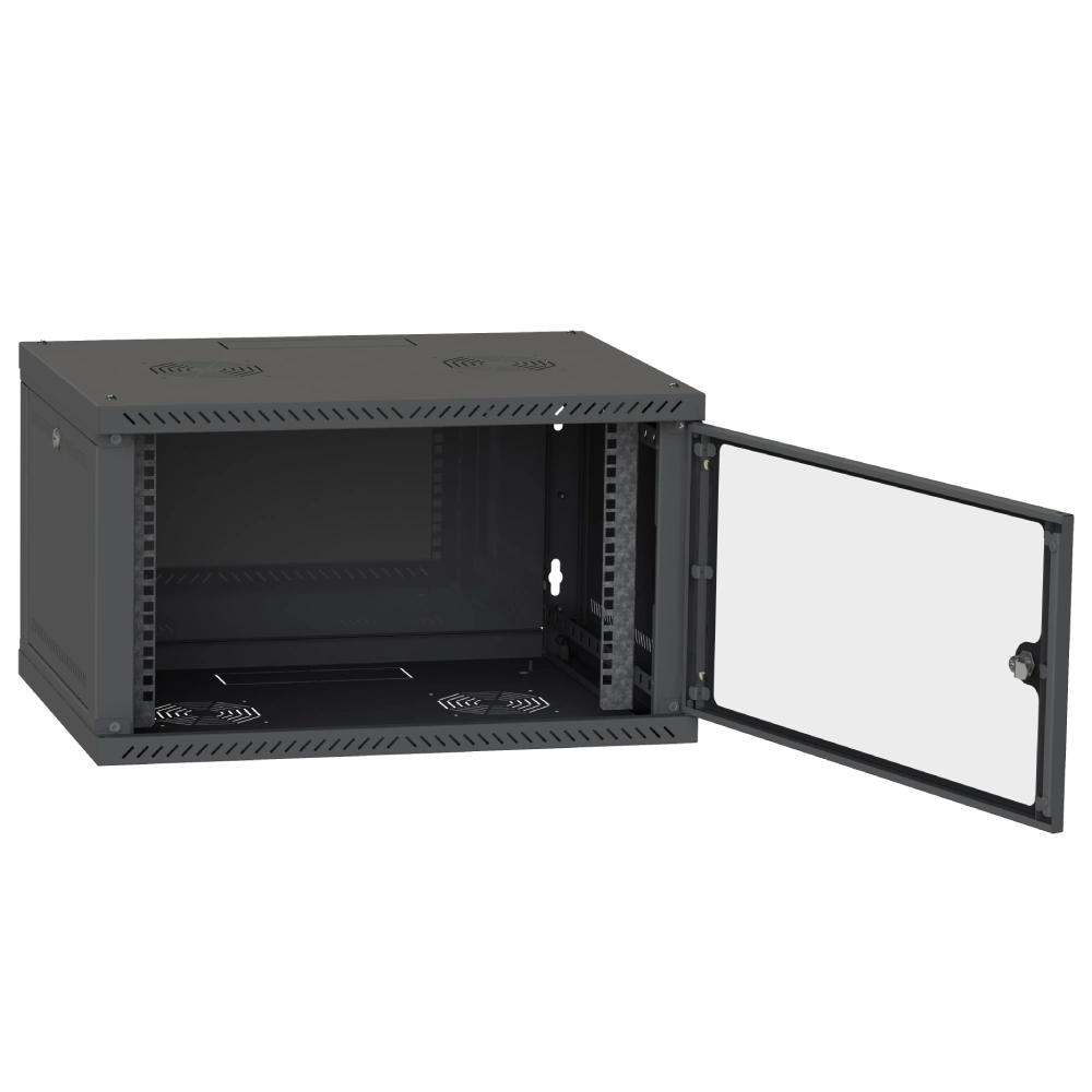 IPCOM 4U 600x450 Шафа телекомунікаційна двері скло (чорна) - Зображення 3