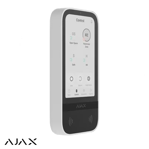 Клавіатура з сенсорним дисплеєм Ajax KeyPad TouchScreen, jeweller, бездротовий, білий