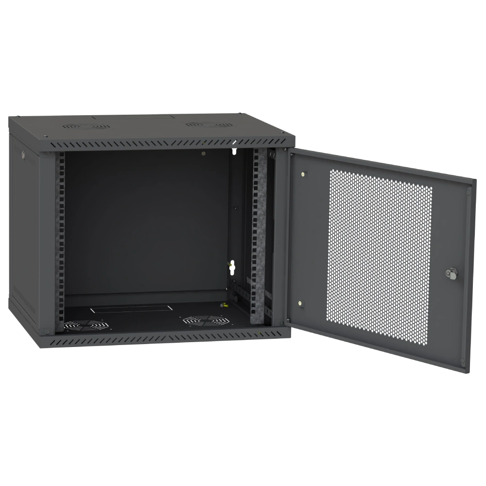 IPCOM 12U 600x450 Шафа телекомунікаційна двері перф(чорна) - Зображення 3