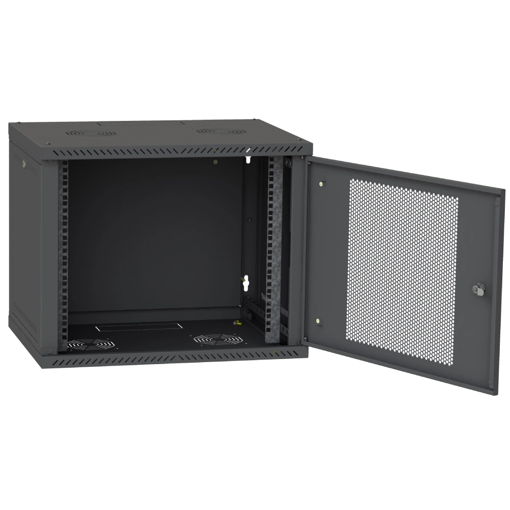 IPCOM 9U 600x600 Шафа телекомунікаційна двері перф (чорна) - Зображення 3