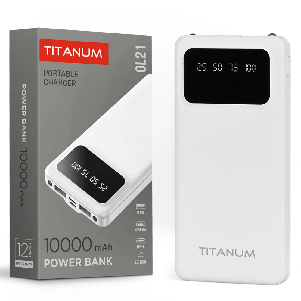TITANUM OL21 White 10000mAh Повербанк - Зображення 4