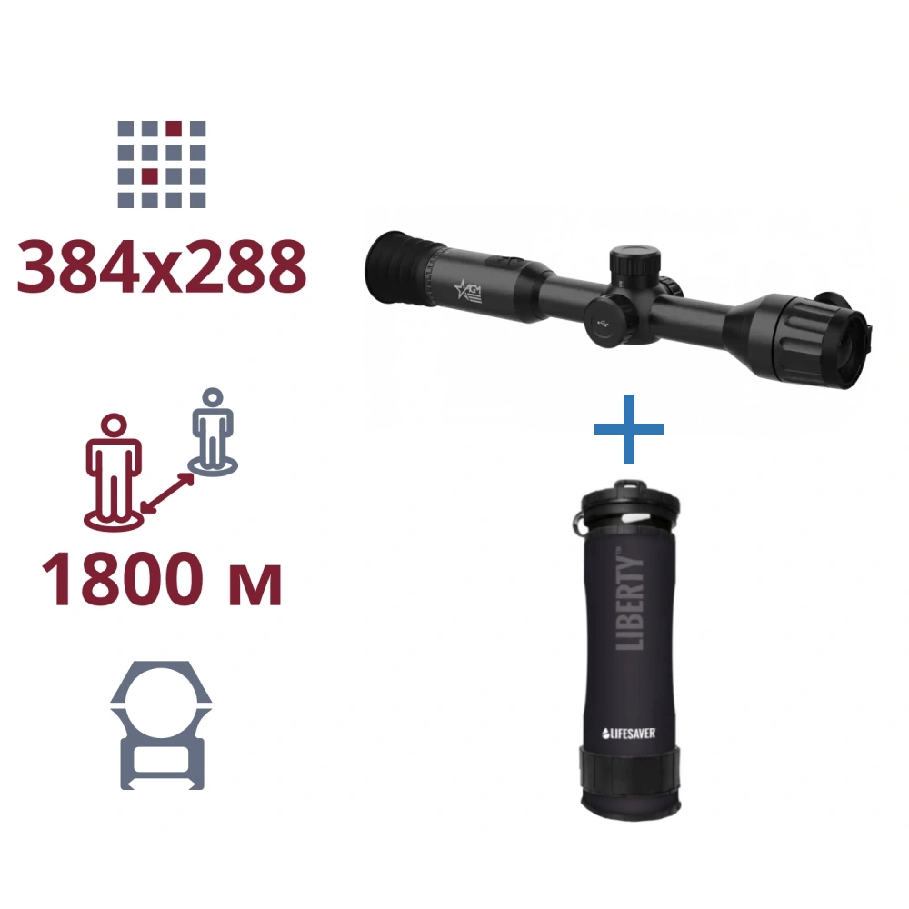 AGM Adder TS35-384 + LifeSaver Liberty Black Акція тепловізор та портативний очісник води