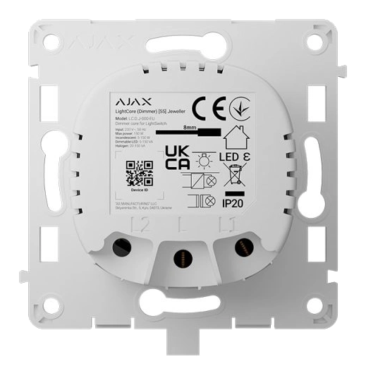 Ajax LightCore (Dimmer) [55] (8EU) ASP white Бездротовий розумний сенсорний димерний вимикач світла