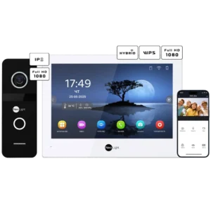 Neolight ALPHA Hybrid + SOLO IP Black з кутком, PoE адаптер для панелі виклику Комплект відеодомофону
