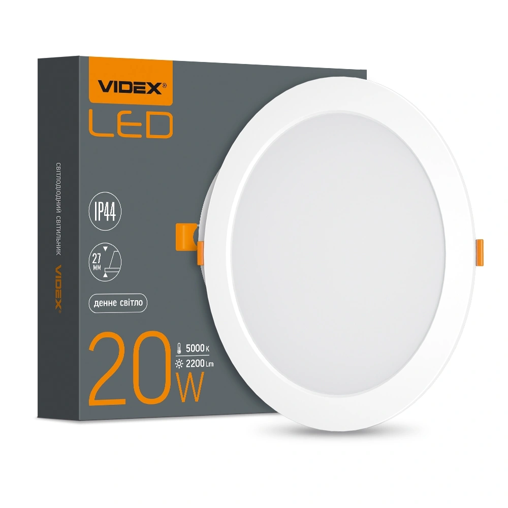 VIDEX 20W 5000K 220V LED світильник Back круглий - Зображення 6