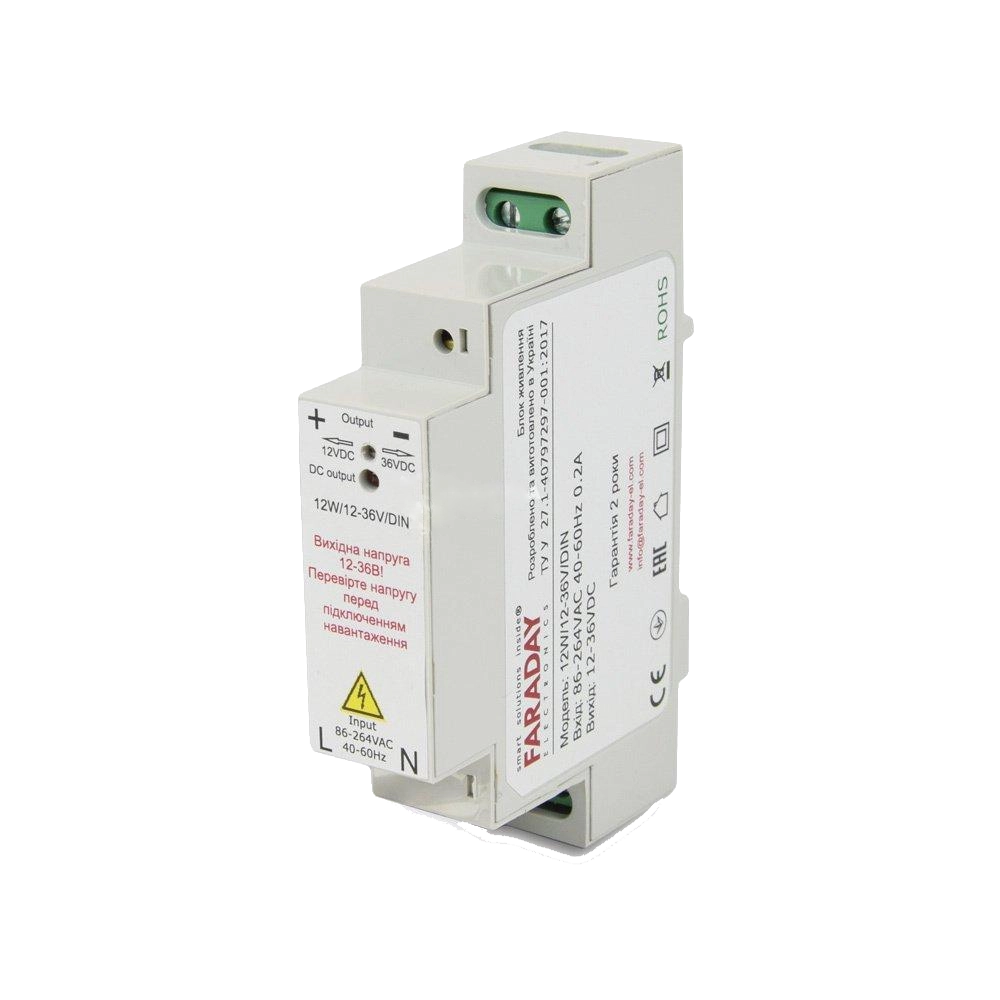Faraday Electronics 12W/12-36V/DIN 11.8-37.5В 1-0.3А Блок живлення
