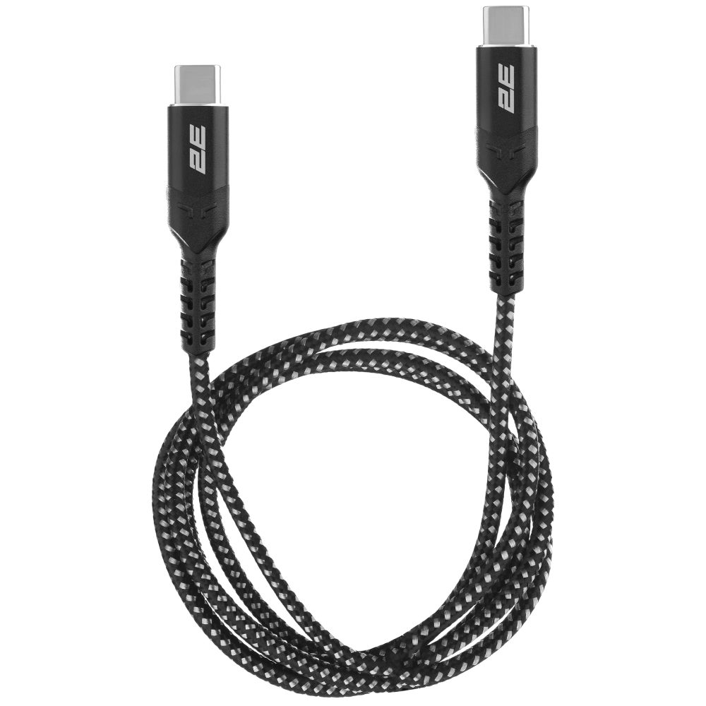 2E Type-C USB-C > USB-C Кабель заряджання/синхронізації 1м 240Вт плетений чорний