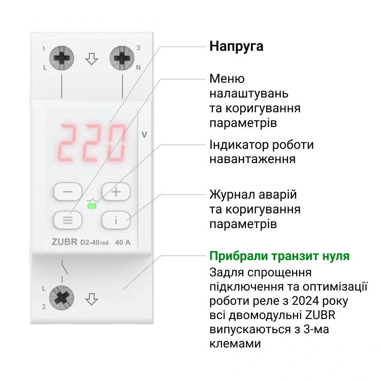 ZUBR D2-50 red Реле напруги - Зображення 3