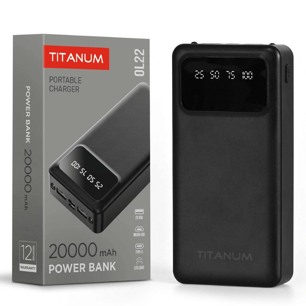 TITANUM OL22 Black 20000mAh Повербанк - Зображення 4