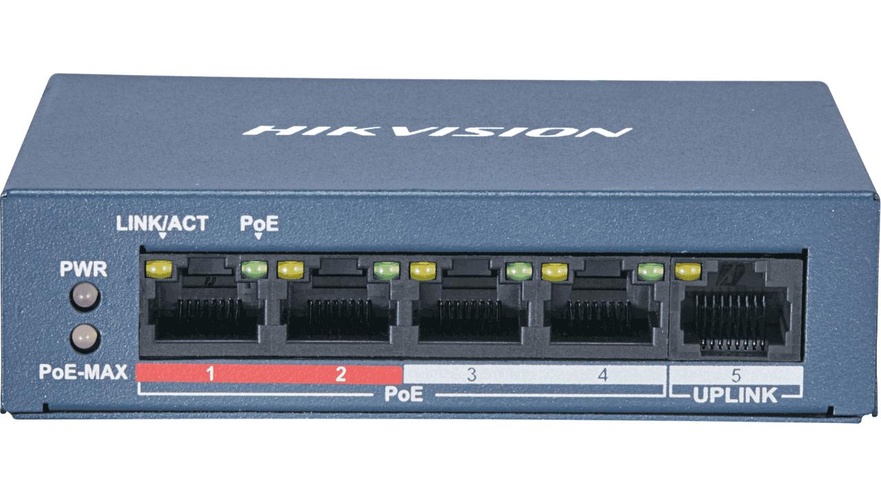 Hikvision DS-3E0105P-E/M(B) POE Комутатор 4 порти некерований - Зображення 3