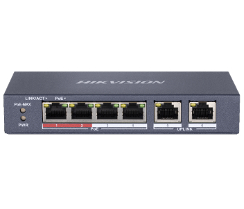 Hikvision DS-3E0106P-E/M POE Комутатор 4 порти некерований