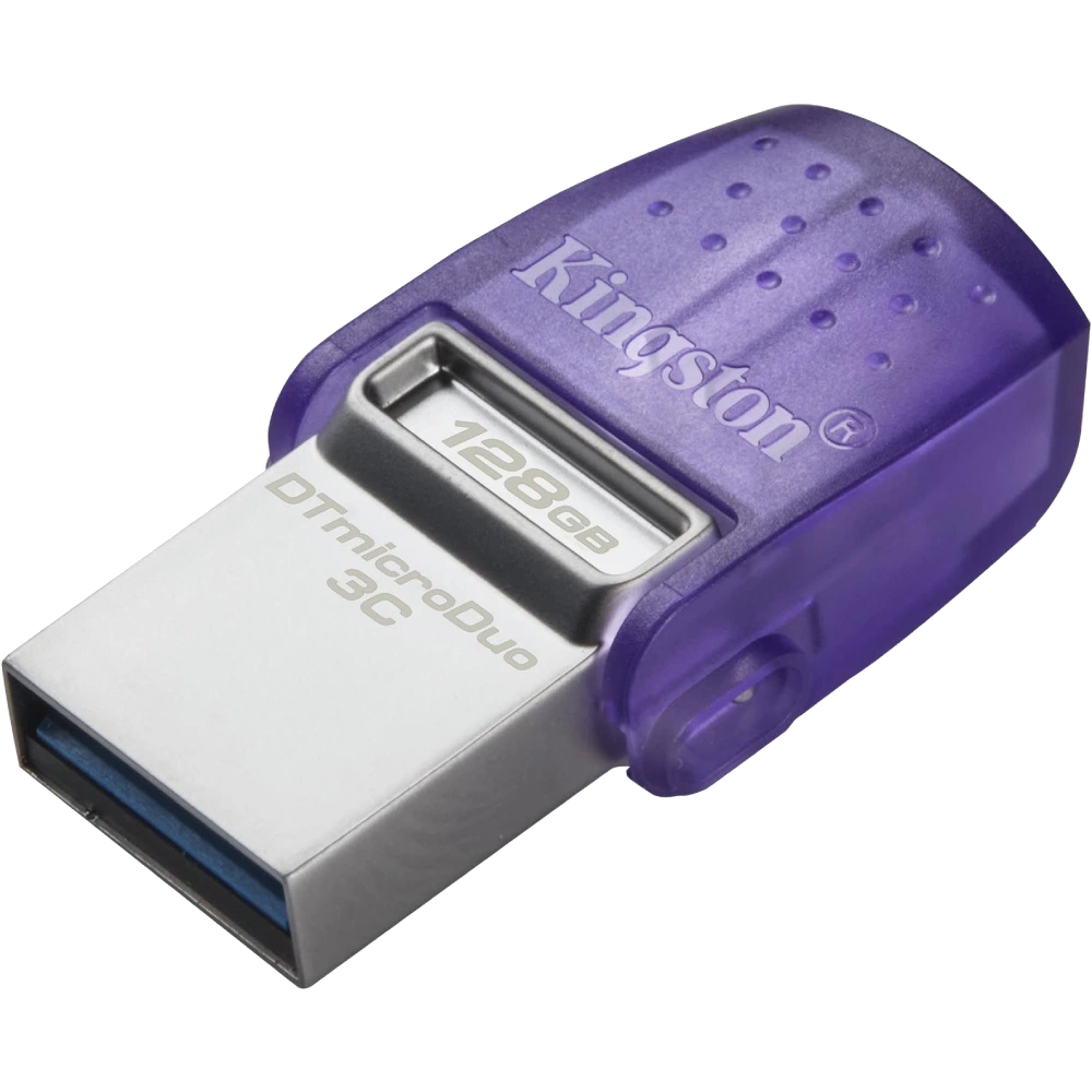 Kingston 128GB USB 3.2 Type-A Gen1 + Type-C DT microDuo 3C R200MB/s Накопичувач