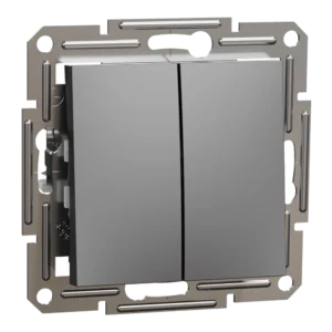 Schneider Electric EPH0300171 Asfora Вимикач 2-клавішний антрацит, пластик, без підсвічування та індикації, для врізного монтажу