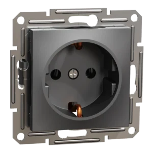 Schneider Electric EPH2900171 Asfora Розетка 220В антрацит, пластик, із заземленням, Schuko, без захисної кришки, без шторок, для врізного монтажу