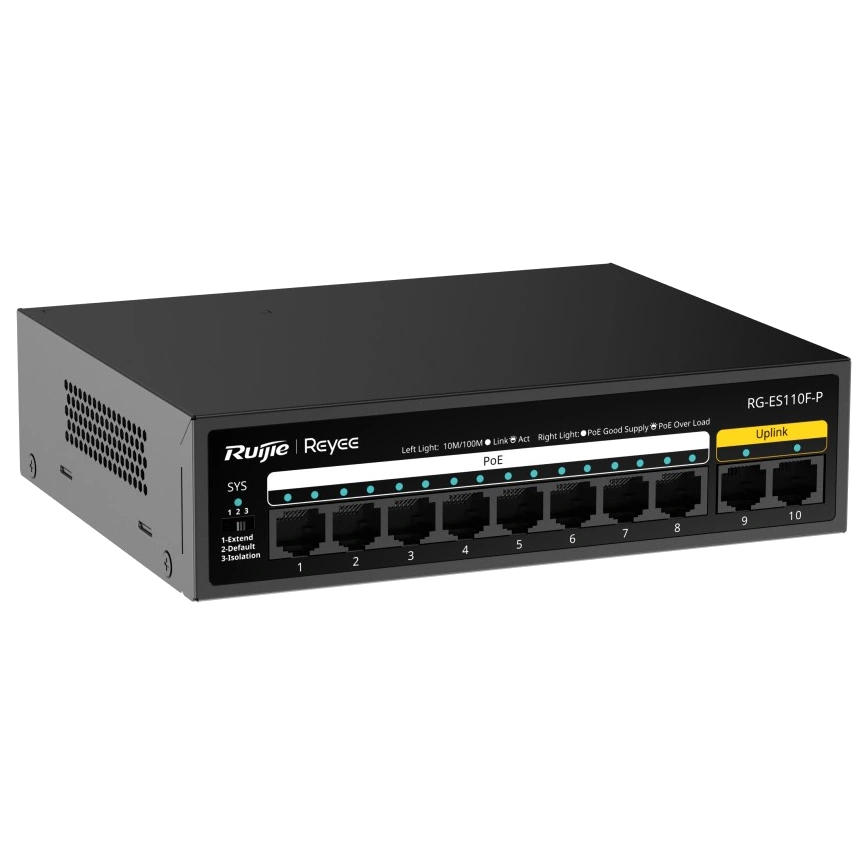 Ruijie Reyee RG-ES110F-P PoE Комутатор 10 портів некерований - Зображення 3