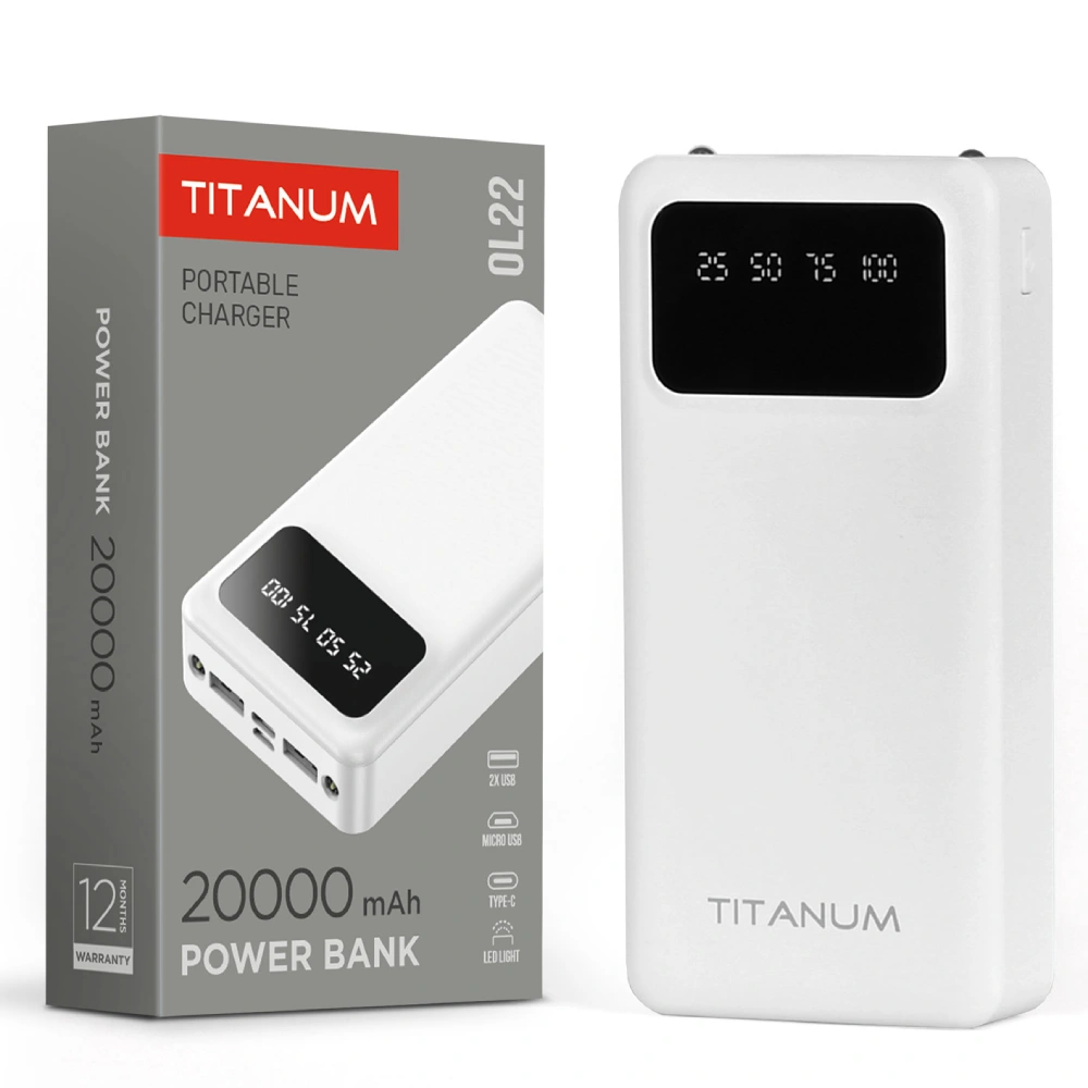 TITANUM OL22 White 20000mAh Повербанк - Зображення 4