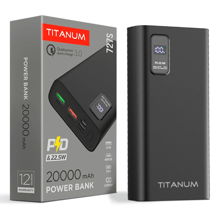 TITANUM 727S 20000mAh 22.5W Black Повербанк - Зображення 6
