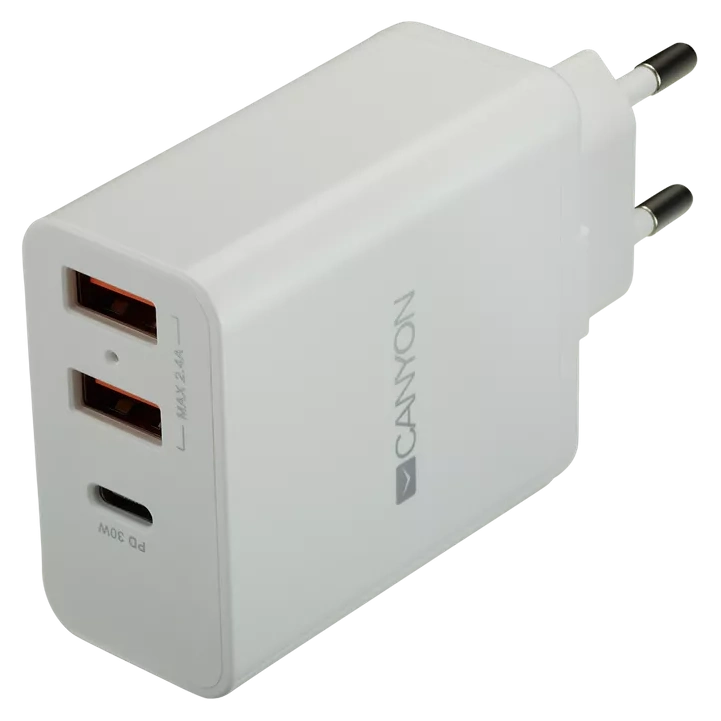 Canyon H-08 white (QC/PD 30W) Мережевий зарядний пристрiй