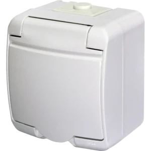 ETI 4668015 Hermetics Розетка 1-на з з/к Schuko RHE-1s (біла/біла кришка, IP54)