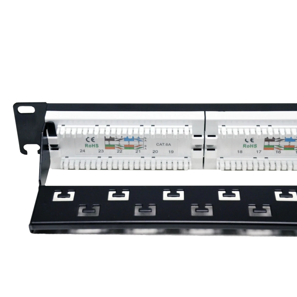 L&W ELECTRONICAL LW-PP74 Патч-панель 19" 24xRJ-45 UTP, кат. 6a, із заднім організатором з пластиковими шторками, LW - Зображення 4