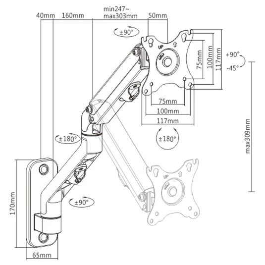 Gembird MA-WA1-02 17-27" 7 кг Кронштейн для монітора - Зображення 3