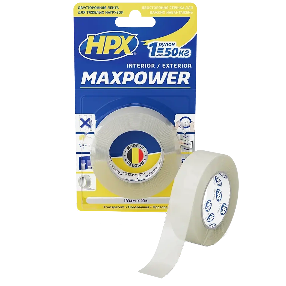 MAXPOWER HT1905 19мм х 5м Стрічка двохстороння