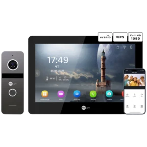 Neolight MEZZO Hybrid Black + SOLO IP Graphite з кутком, PoE адаптер для панелі виклику Комплект відеодомофону