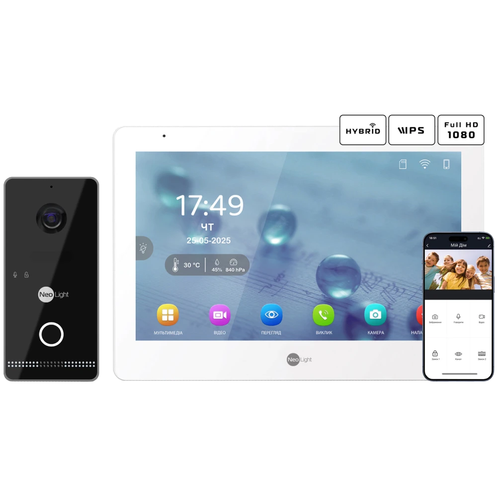 Neolight MEZZO Hybrid + OPTIMA IPW Black Комплект відеодомофону