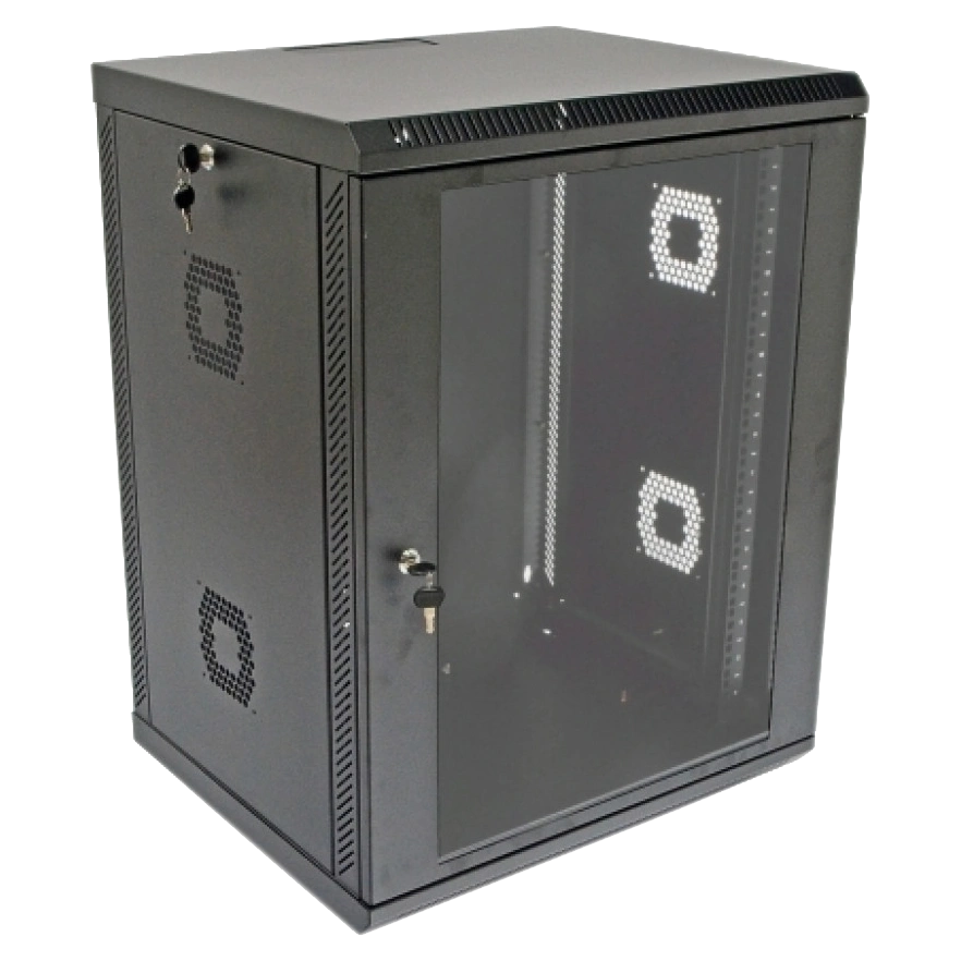 19"15U, 600х500х773 мм Шафа акрилове скло чорна