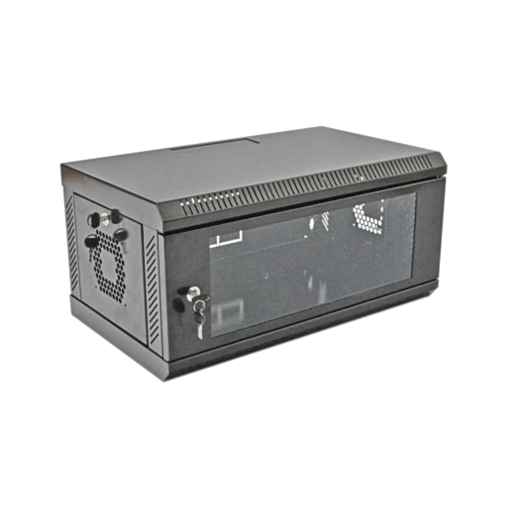 Шкаф 4U, 530х400х300 мм, акрилове скло, чорний(5404B)