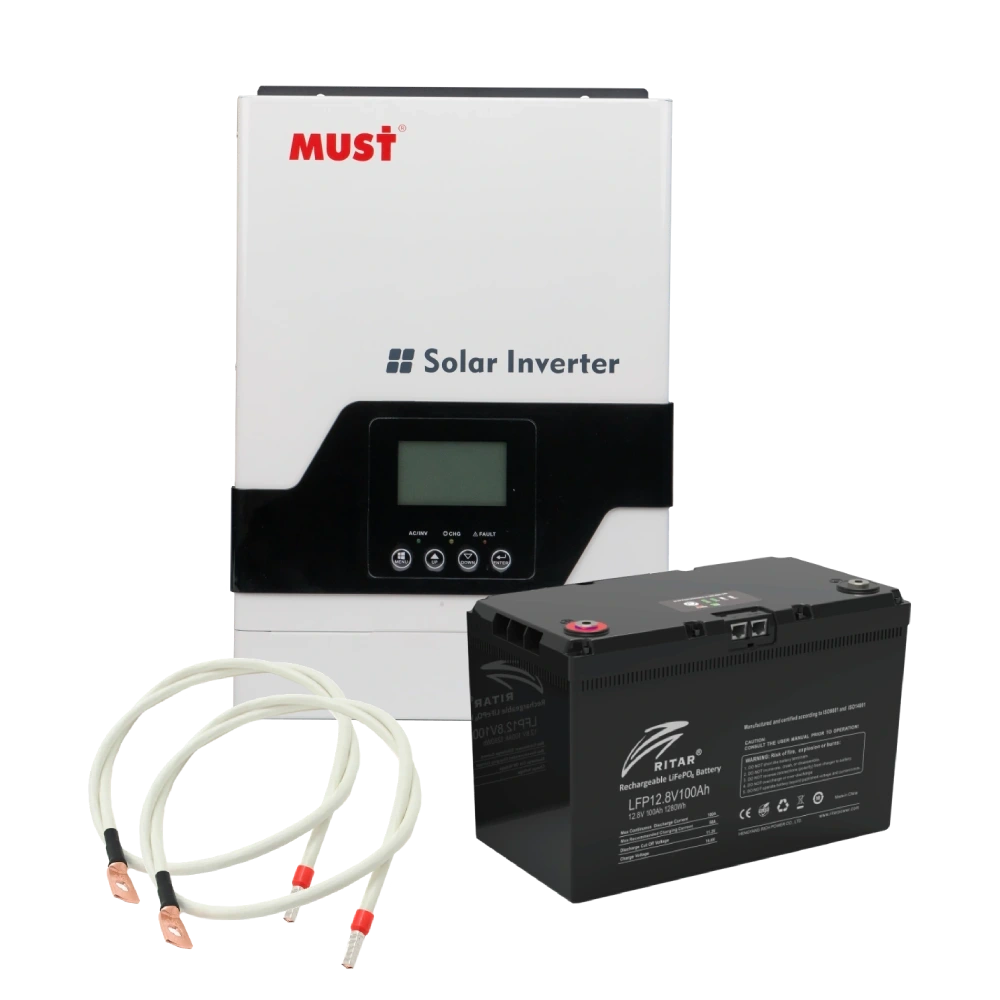 MUST PV18-1012VPM 100Ah Комплект акумулятор + інвертор, кабелі у подарунок