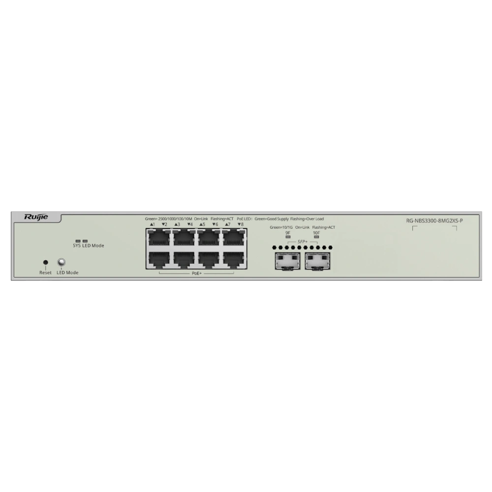 Ruijie RG-NBS3300-8MG2XS-P PoE Комутатор 10 портів керований - Зображення 3