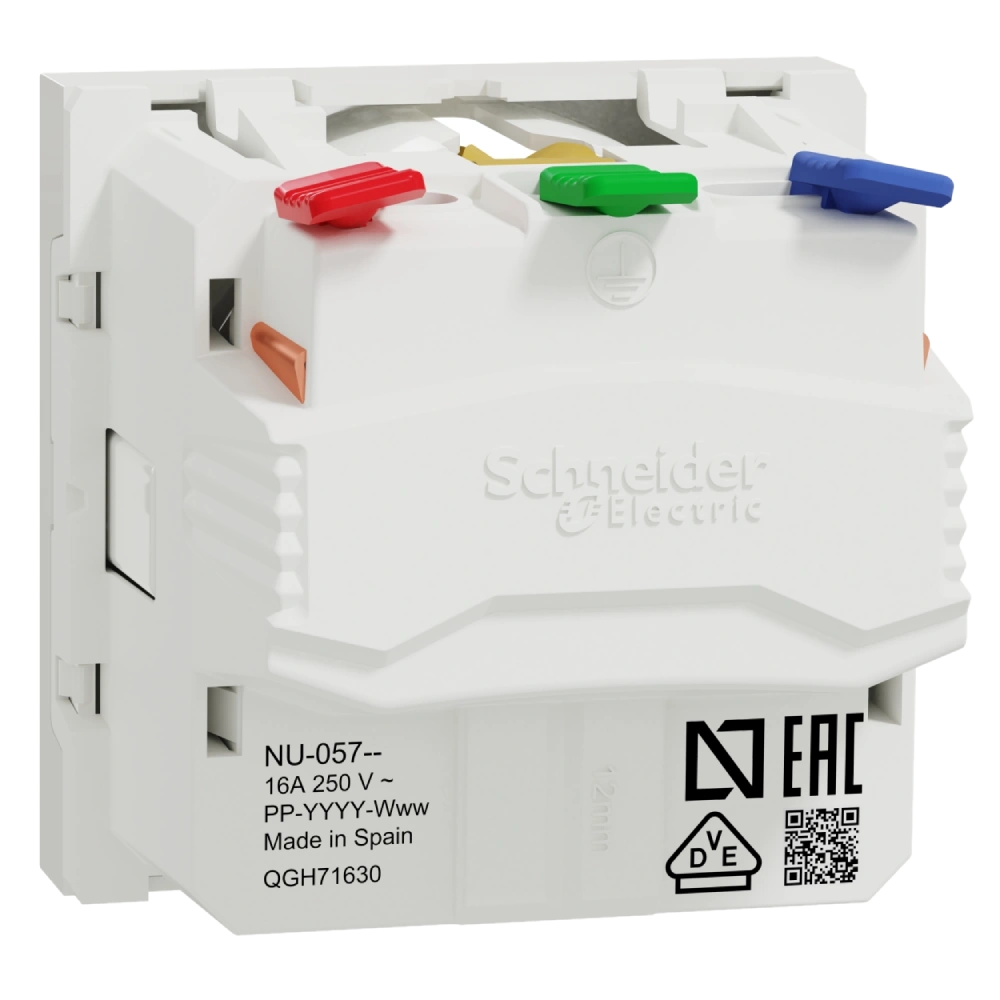 Schneider Electric New Unica NU305718 Розетка з з/к зі шторками 16А самозажимні клеми біла - Зображення 3