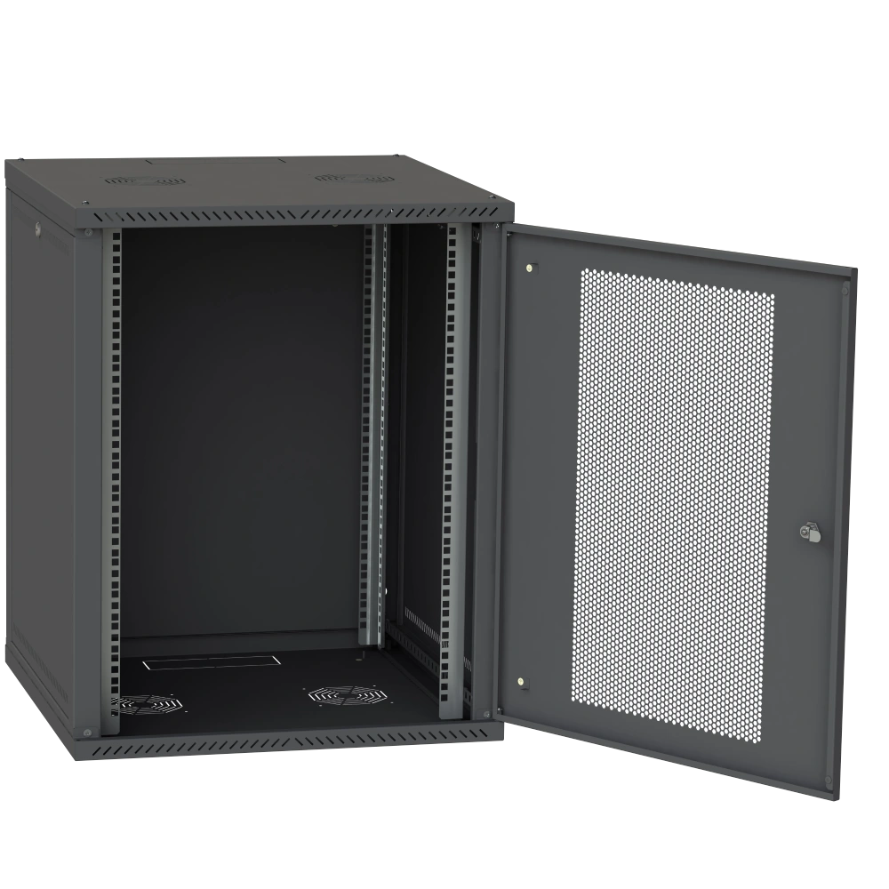 IPCOM 15U 600x600 Шафа телекомунікаційна двері перф(чорна) - Зображення 3