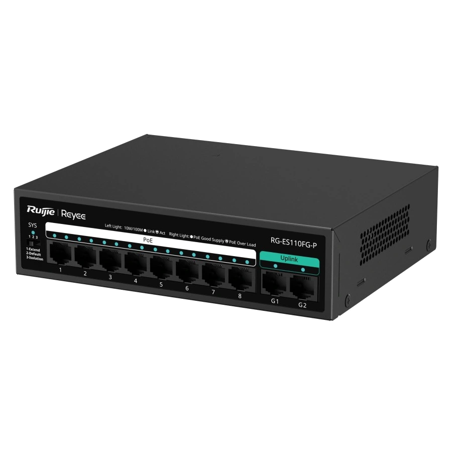 Ruijie Reyee RG-ES110FG-P PoE Комутатор 10 портів некерований - Зображення 3