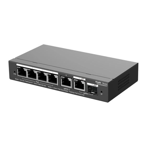 Ruijie RG-ES206GS-P PoE Комутатор 6 портів керований - Зображення 3