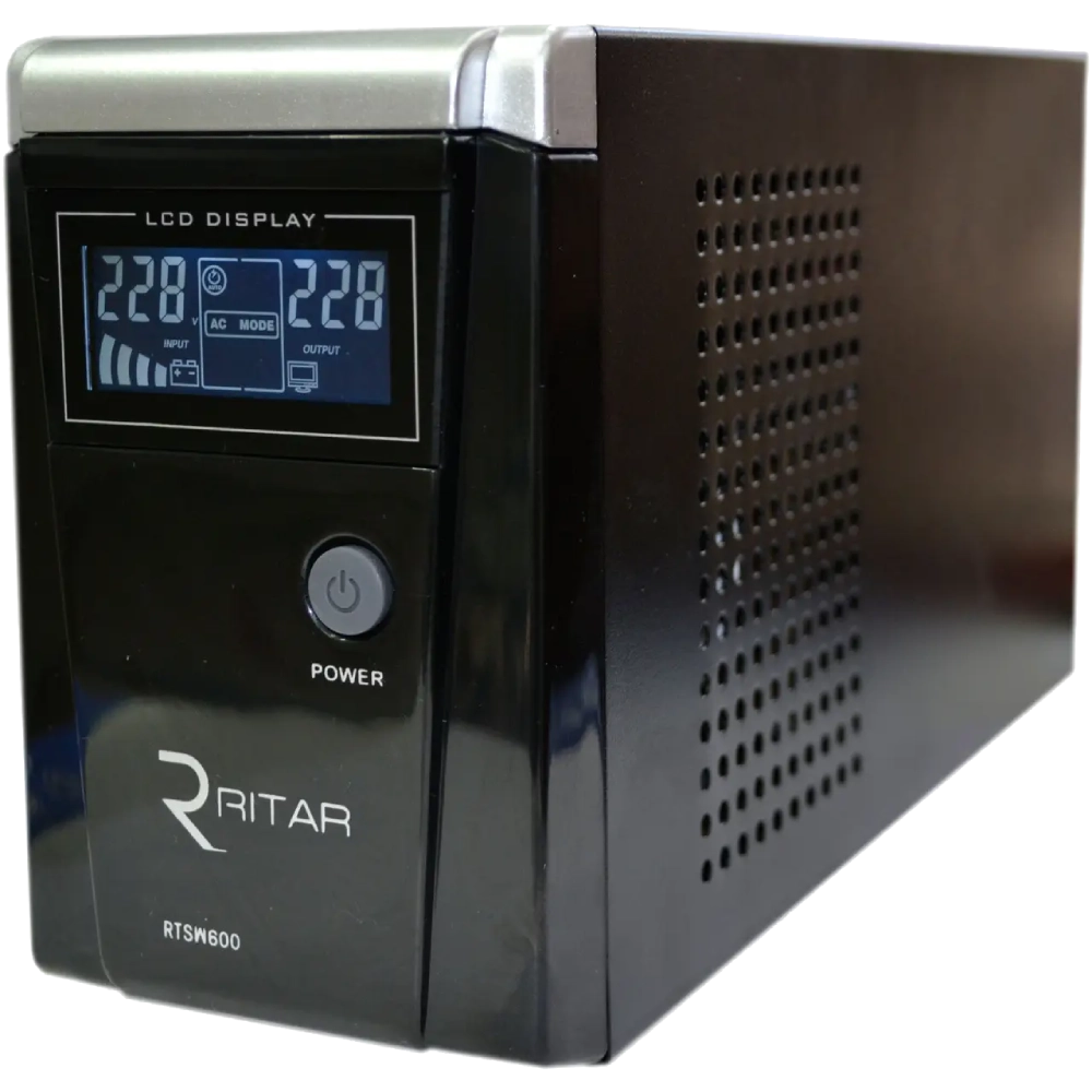 RITAR RTSW-600 LCD ДБЖ з правильною синусоїдою (360 Вт), 12В, під зовнішній АКБ