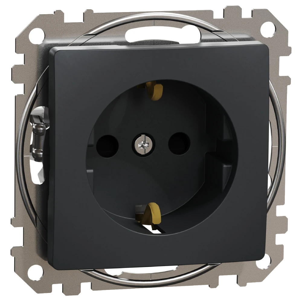 Schneider Electric Sedna Design & Elements SDD114022 Розетка з заземленням та зі шторками Чорний Sedna Design