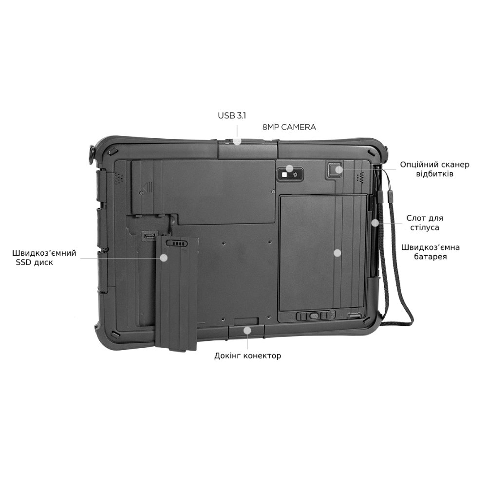 Durabook U11I 11.6FHD/Intel i5-10210Y/8/128/int/GPS/LTE/W10P Планшет - Зображення 3