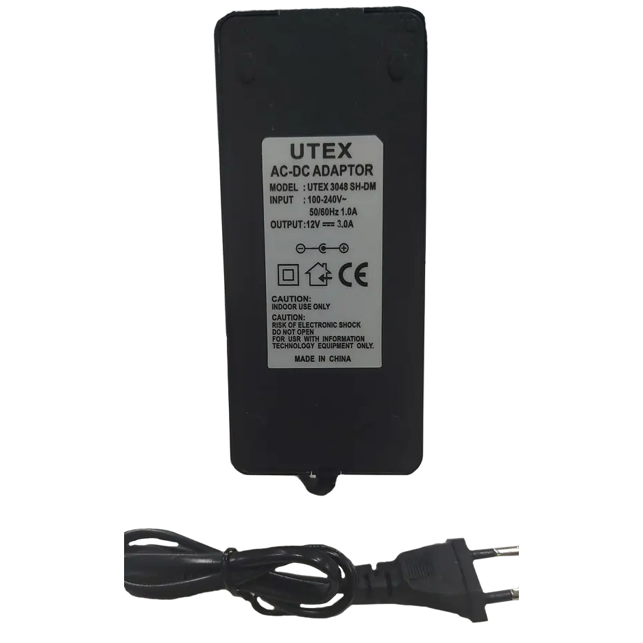 UTEX 3048SH-DM 12V 3А Блок живлення у пластиковому корпусі (шнур вилка)