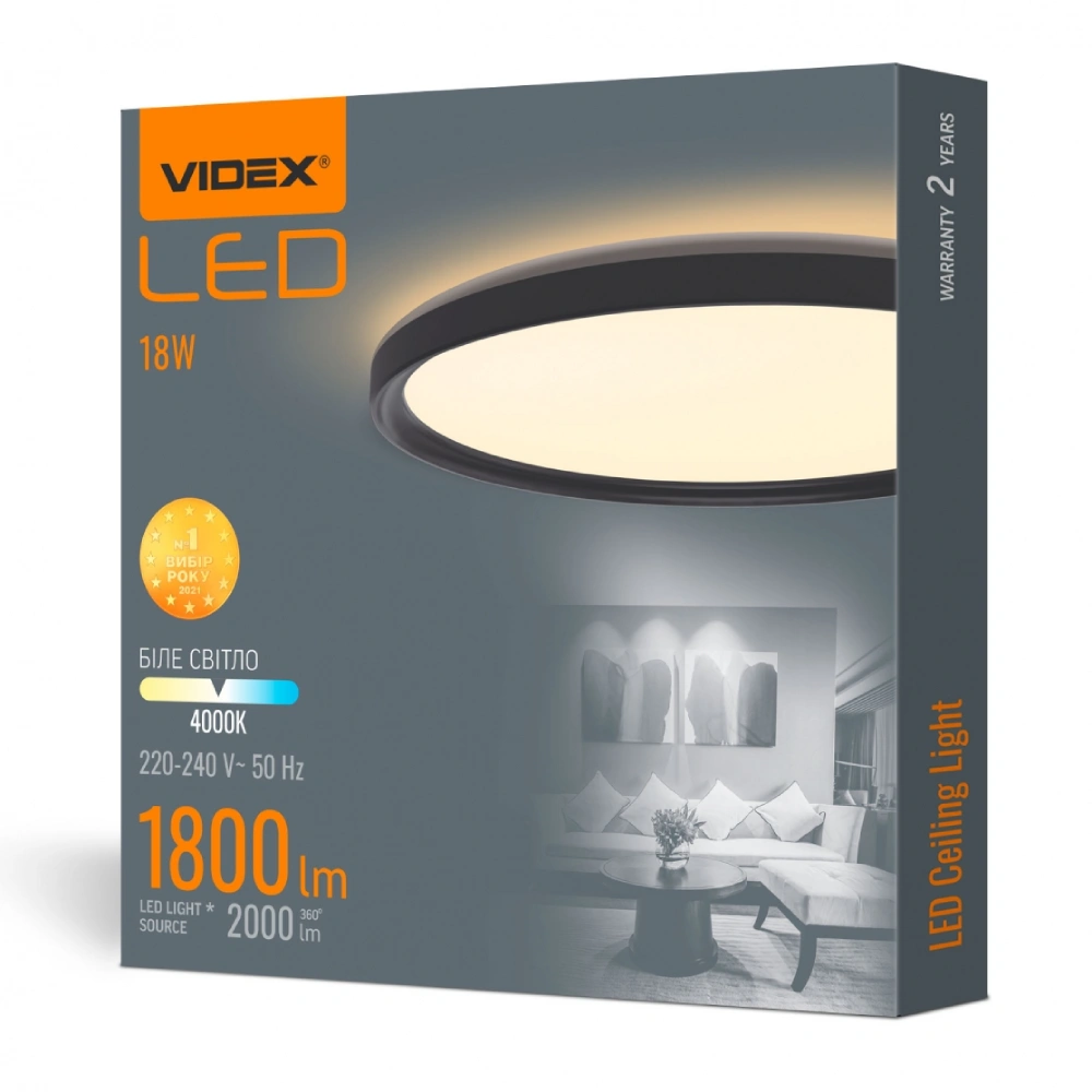 VIDEX DL3R 18W 4000K 220V LED світильник з декоративною підсвіткою - Зображення 6