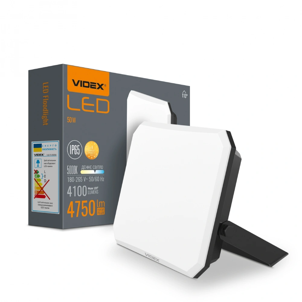 VIDEX F3 50W 5000K 220V LED прожектор - Зображення 4