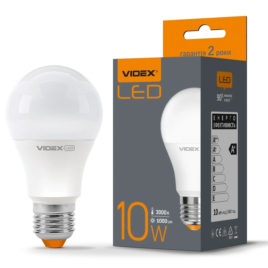 VIDEX A60е 10W E27 3000K 220V LED лампа - Зображення 4