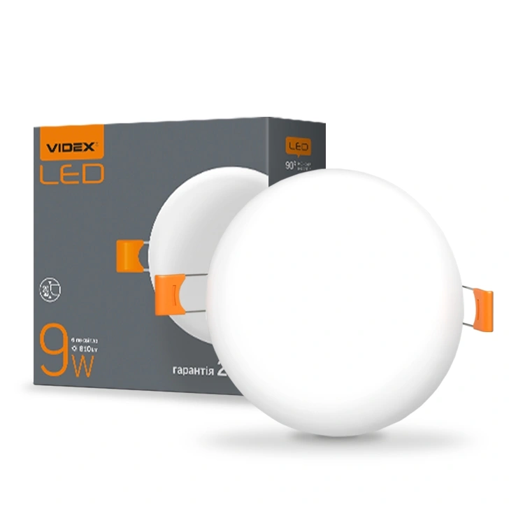 VIDEX 9W 4100K 220V LED світильник безрамковий круглий - Зображення 4