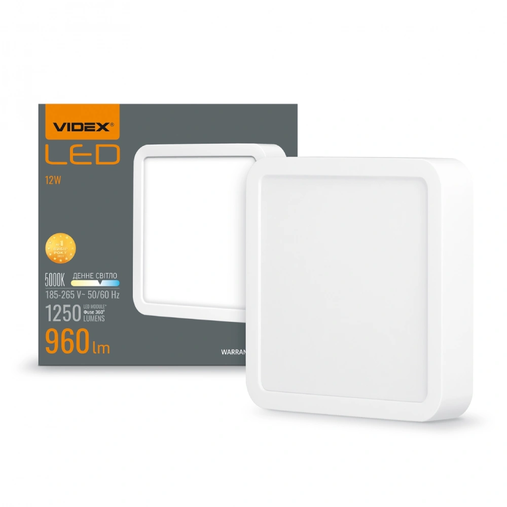 VIDEX 24W 5000K 220V LED світильник накладний квадрат - Зображення 5