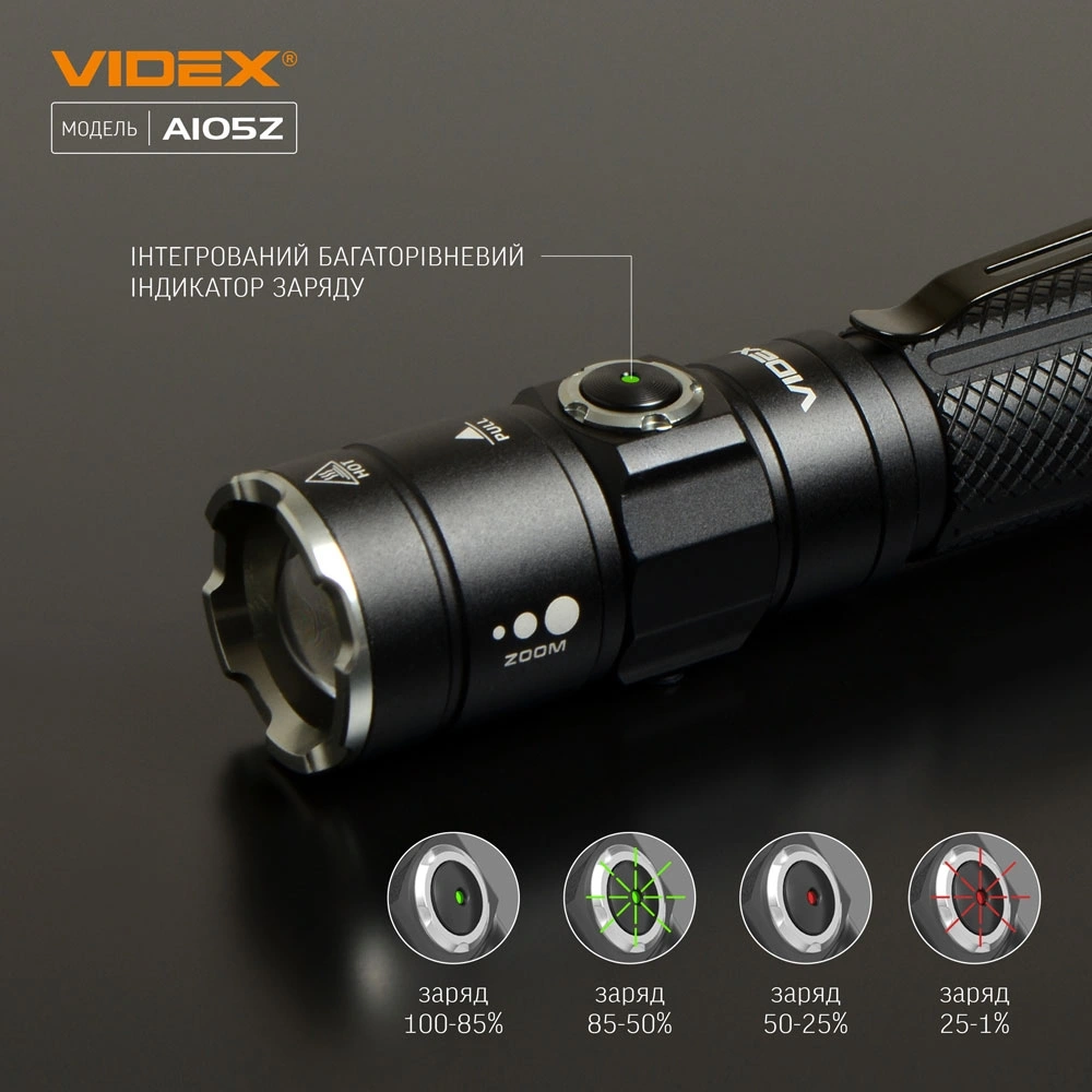 VIDEX VLF-A105Z 1200Lm 5000K Портативний світлодіодний ліхтарик - Зображення 7